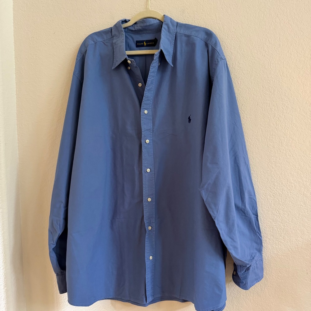 Ralph Lauren Mens Blue Long Sleeve Button Down Shirt Big & Tall 3TG 3XB Pony